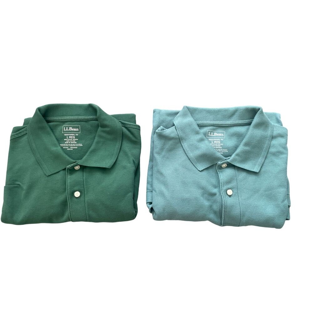 LL Bean Mens Lot of 2 Polo Sz Large Traditional Regular Collared Golf Casual